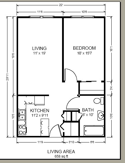 2HAB/1BA - Olympic Apartments