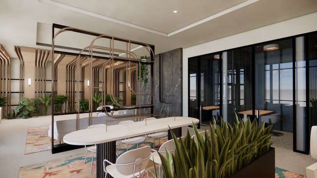 Vestíbulo y sala de trabajo (renderizado) - Avalon Quincy Adams