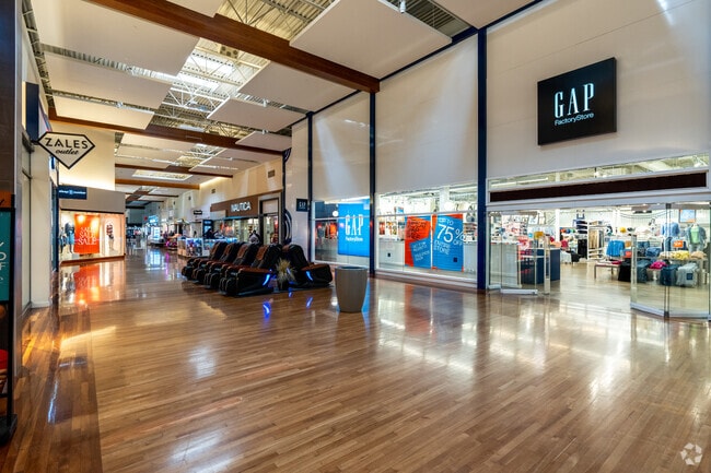 Inside of Grapevine Mills with plenty of walking space in Coppell.