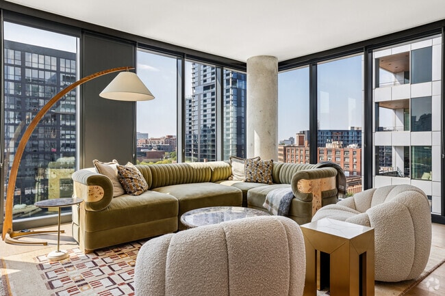 2BR, 2BA - 1,095SF - Living Room - Stead 220 Chicago