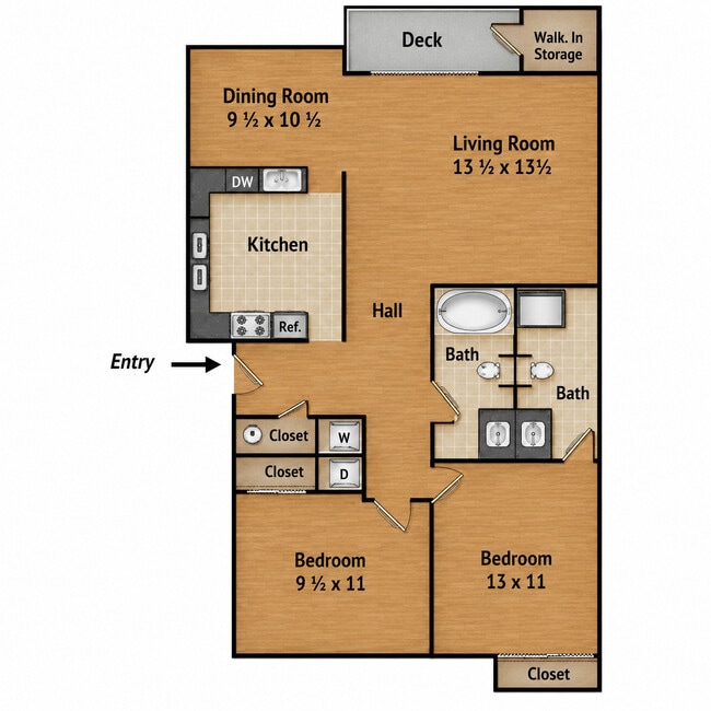 2 Bedroom | 2 Bath - Sorrento View Apartments