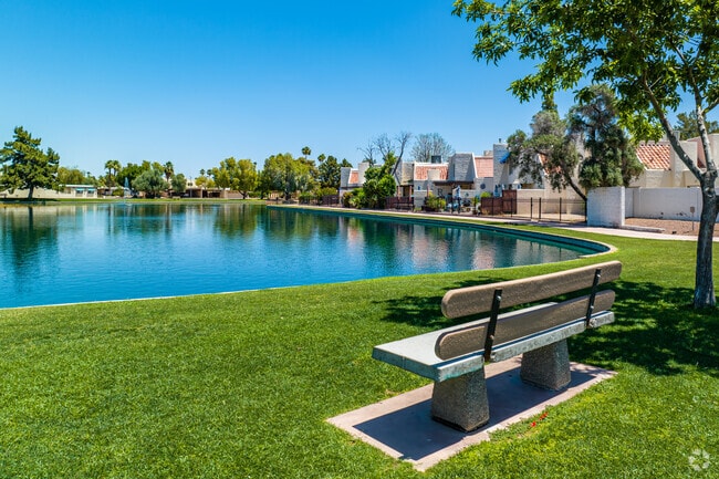 Tierra Verde Park's inviting bench: A serene spot to unwind in Litchfield.