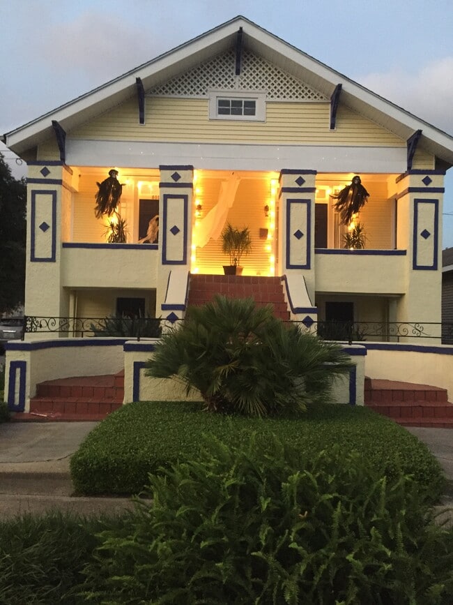Front of the house at night - 803 Voisin St