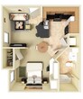 Renovated-Efficiency, One Bathroom, 464 SQFT