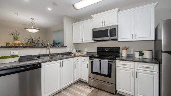 Embrace a sleek stainless-steel appliance package, elevating your culinary space with sophisticated design and functionality. - Lenox West Luxury Apartments