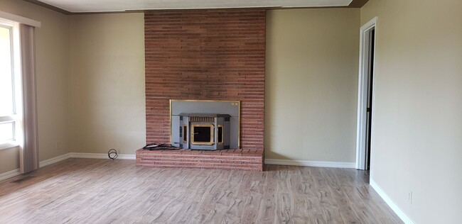Living Room View of Wood Pellet Fireplace - 1225 Ewald Ave SE