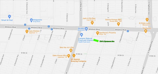 Puntos de interés cercanos - 724 S Sycamore Ave