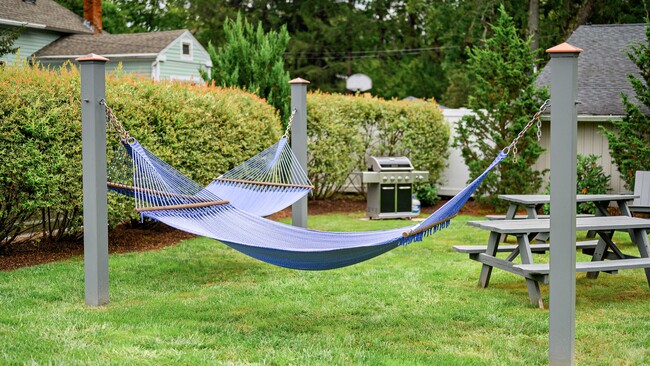 Lay out in our hammock garden or have a cookout utilizing our gas grill. - Alpine Commons