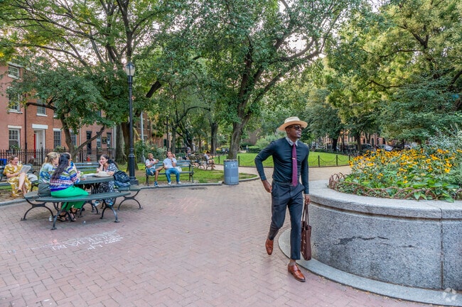 Cobble Hill Park is a nice place to sit, read, and people watch.