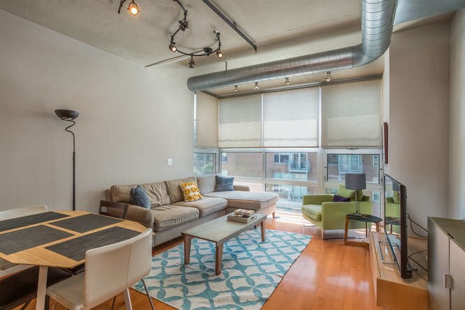 living/dining, floor to ceiling windows - 2125 14th St NW