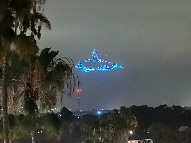 Espectáculo de drones de Sea World desde el patio - 2540 Clairemont Dr