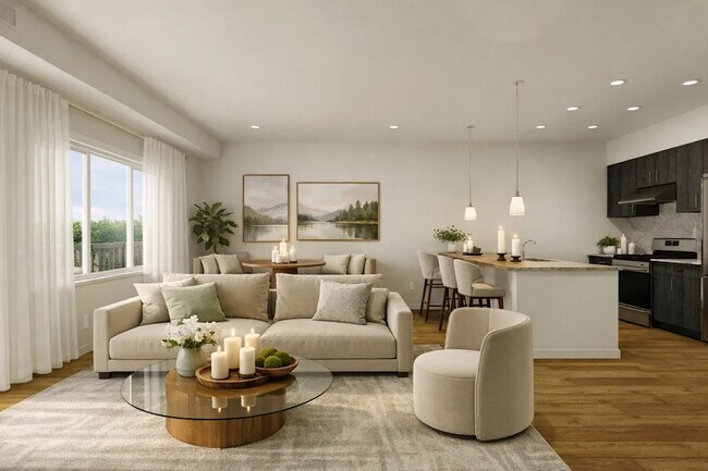 Sala de estar y área de cocina - Hearthstone Lodge Senior Residences