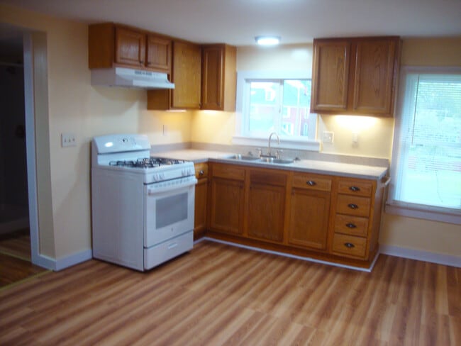 Kitchen with gas stove and sink with garbage disposal. - 351 W Currant St