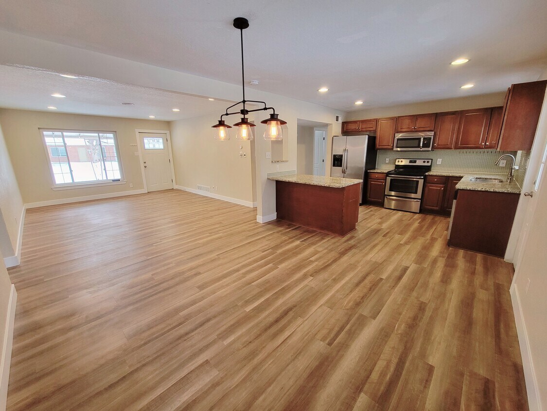 Open concept kitchen, dining, living space - 1170 Racine Street