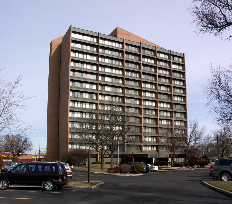 View from the southwest - East Court Village Apartments