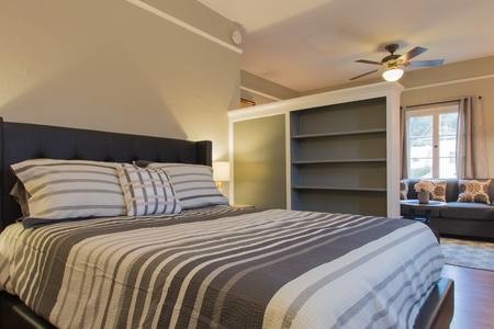 Bedroom with divider between living room - 83 W Glenarm St