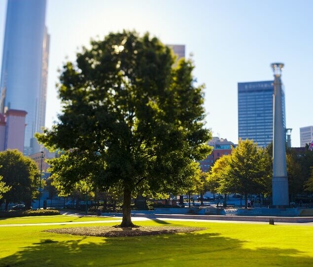 Centennial Olympic Park was built for the 1996 summer Olympics and covers 21 acres