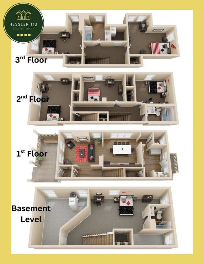 Diseños de unidades de esquina, casas adosadas Hessler - Hessler 113 Townhomes