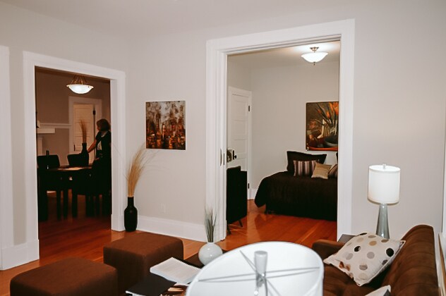 Living room to bedroom and dining room view - 123 John St