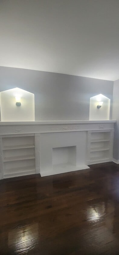 Living room fireplace and shelves - 8041 S Maryland Ave (Chicago, IL)
