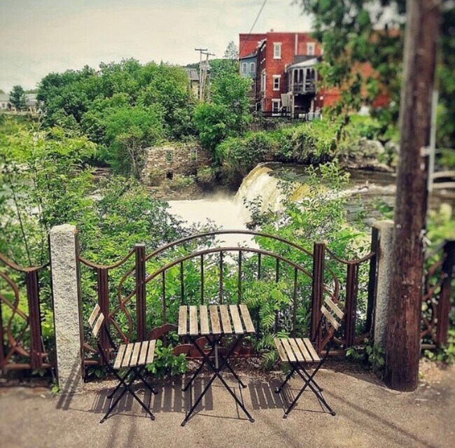 Overlook with seating by the falls - 54 Main St