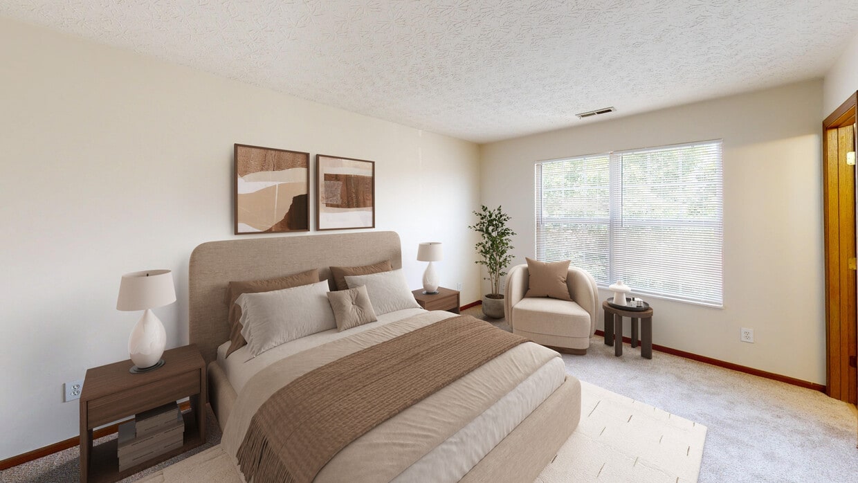 Spacious Bedroom with Large Window - Hilliard Park Apartments