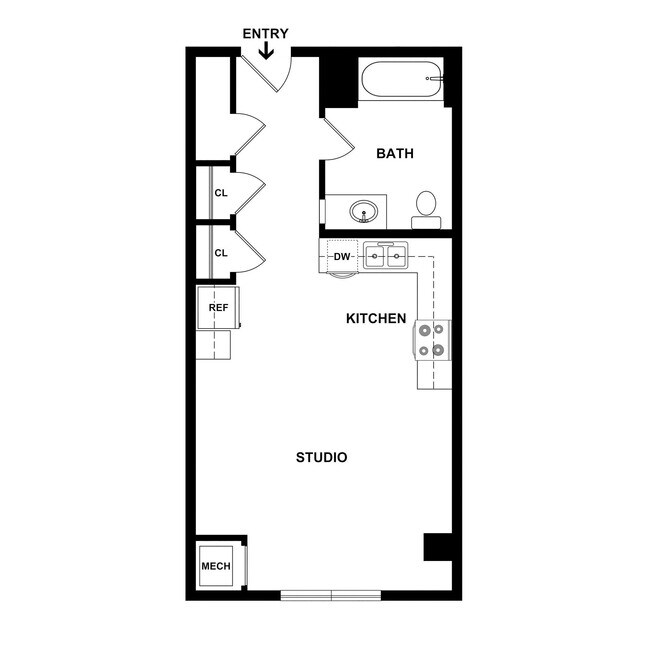 Plano de planta del estudio 7850 East Jefferson - 7850 East Jefferson
