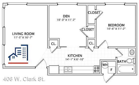 Foto del edificio - 1 br, 1 bath Apartment - 406 W. Clark St.