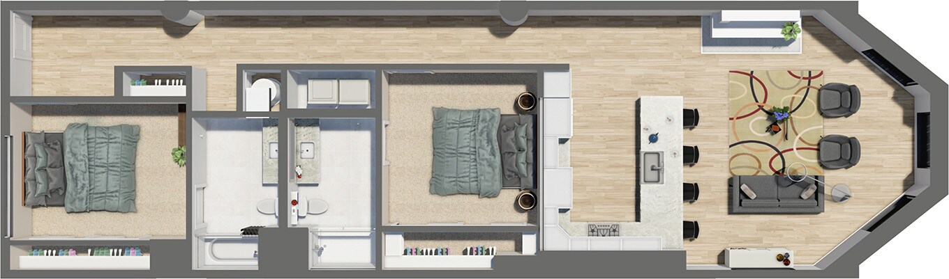 Residences at Halle – Suite Style 15 - 2 Bedrooms 2 Baths