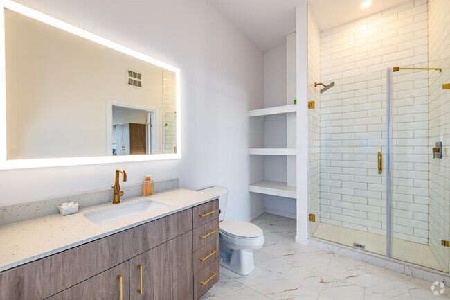 1BR, 1BA - 786SF - Primary Bathroom - Webster Station Flats