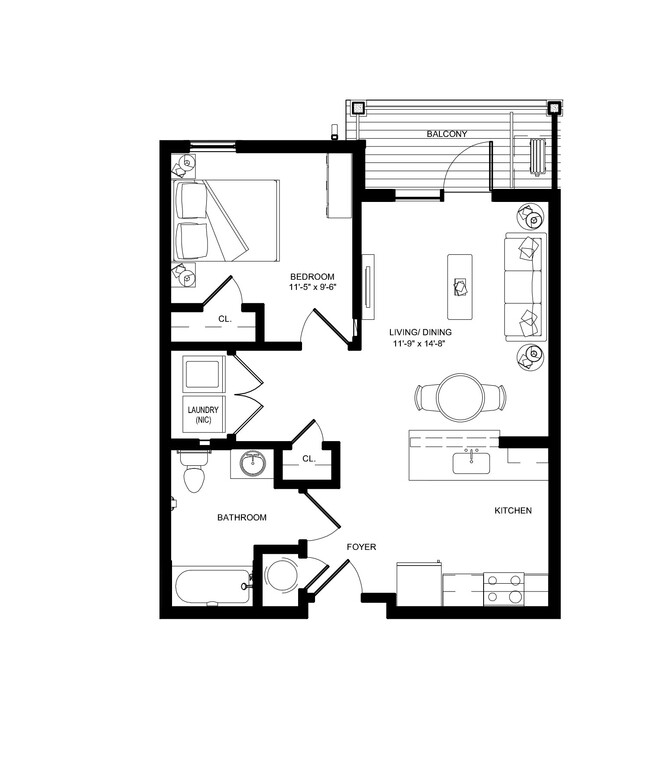 1 Bed/ 1 Bath - Gateway at Peerless Apartments & Townhomes