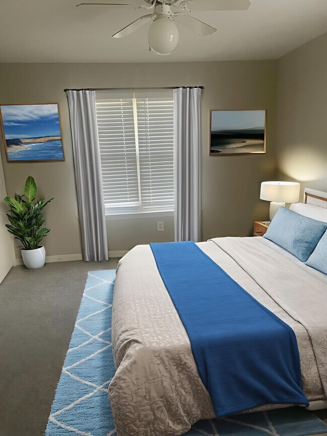 Relájese en el entorno sereno de Riverwood Park Apartments, donde la comodidad se une al estilo. Esta elegante habitación combina un diseño moderno con un ambiente tranquilo, perfecto para relajarse. ¡Programe una visita hoy mismo y compruébelo usted mismo! - Riverwood Park Apartments