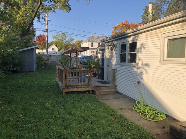 View of the deck and shed - 213 2nd St