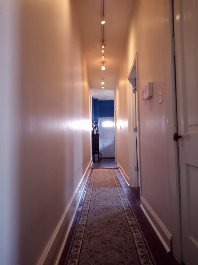 Long hallway is tastefully done with gallery lighting! - 124 N Oriental St