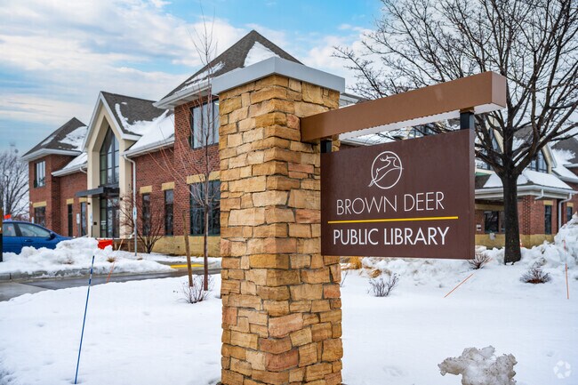 The Brown Deer Public Library is in the middle of the town center.