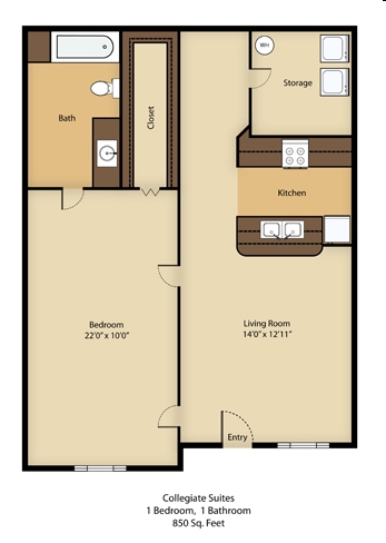 1HAB/1BA - Collegiate Suites of Blacksburg