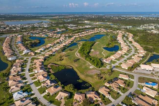 Aerial view of homes on the golf course in Englewood.