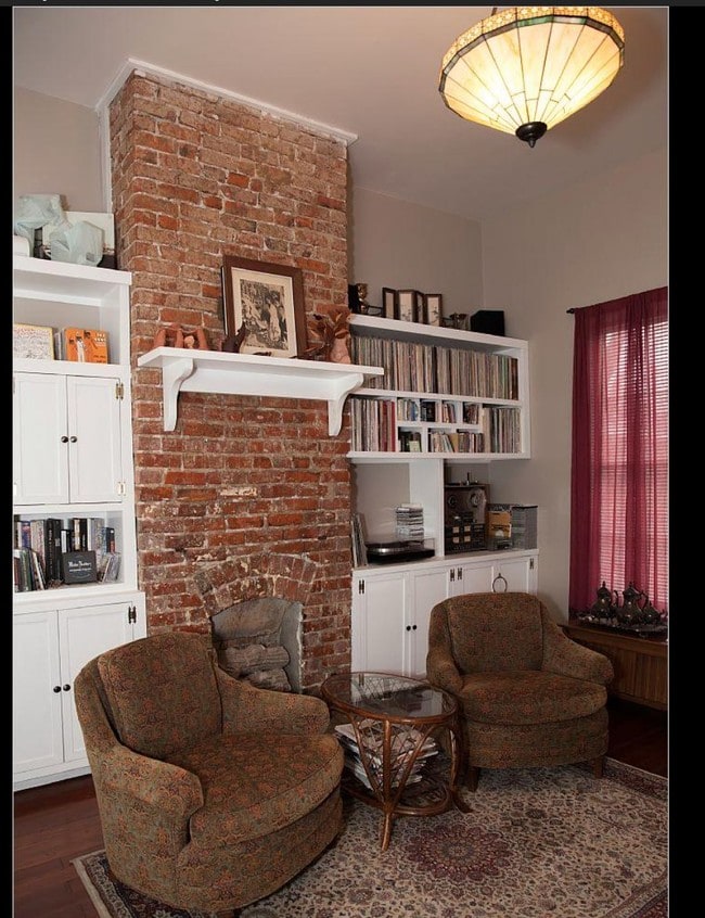 living room with built in bookcases - 1703 4th Ave N