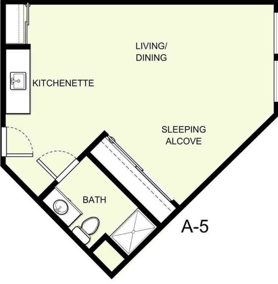 Plano de planta A-5 - Hilltop Estates Senior Apartments