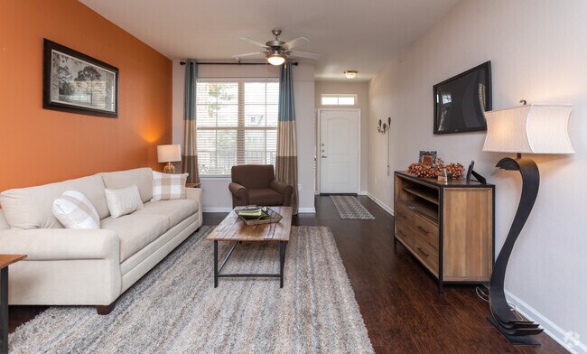 2HAB, 2BA - 1086SF Sala de estar - Overlook at Stone Oak Park Apartments