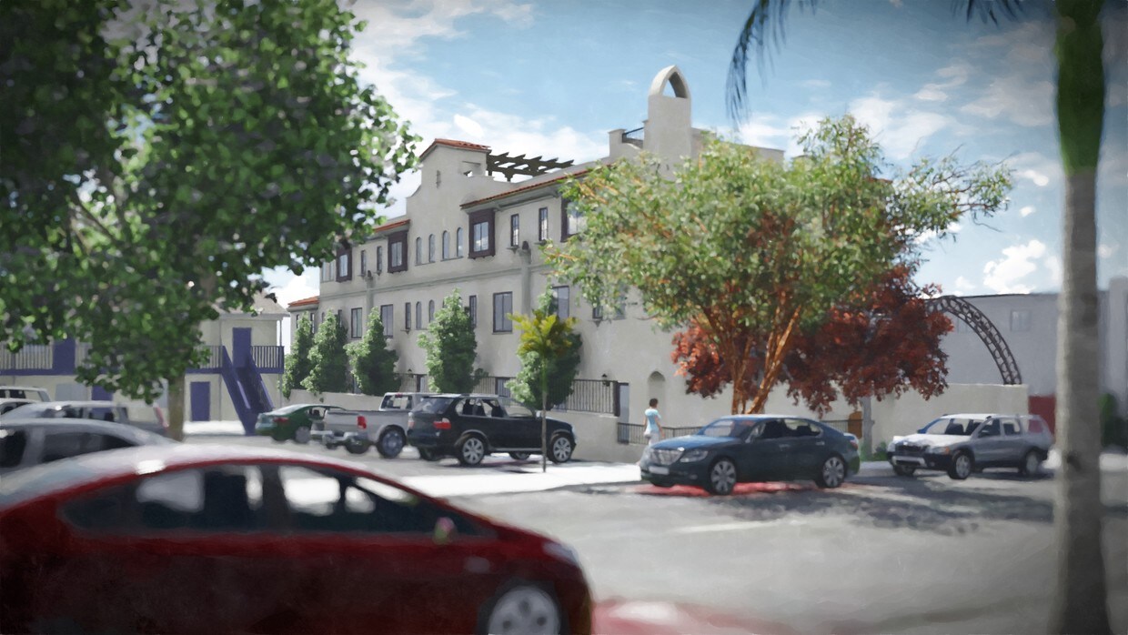 Rendering of back of complex - Stimson Ave Condominiums