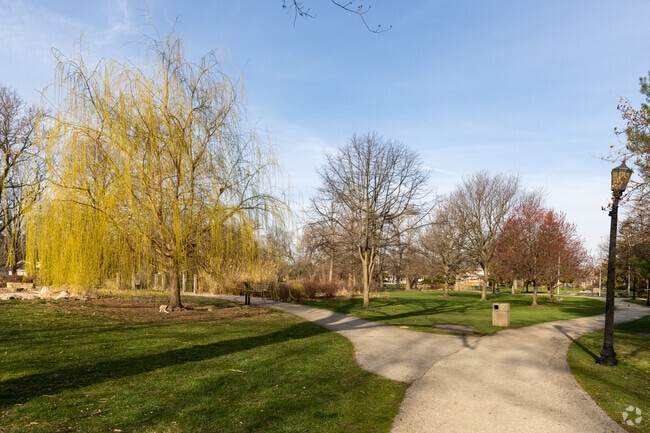 Proska Park Walkway and The Golden Willow Tree, Berwyn