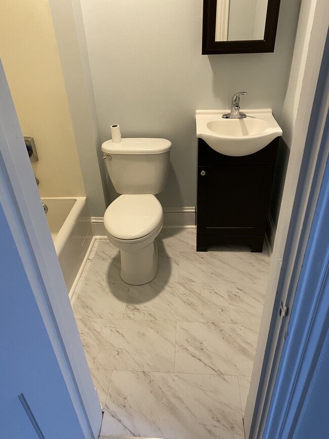 Fully renovated bathroom, new vanity. Mirror, light, flooring, paint, toilet - 1001 Park Ave