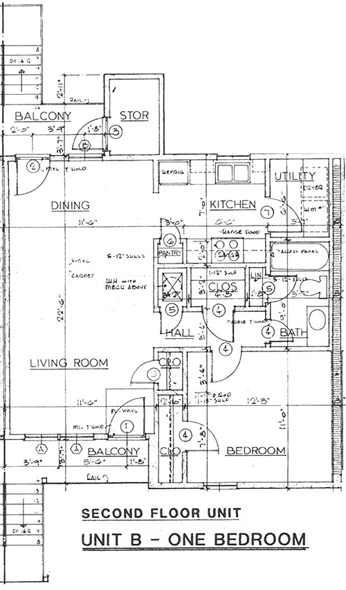 Plano de planta de apartamento B en segundo piso - Woodsmill Apartments