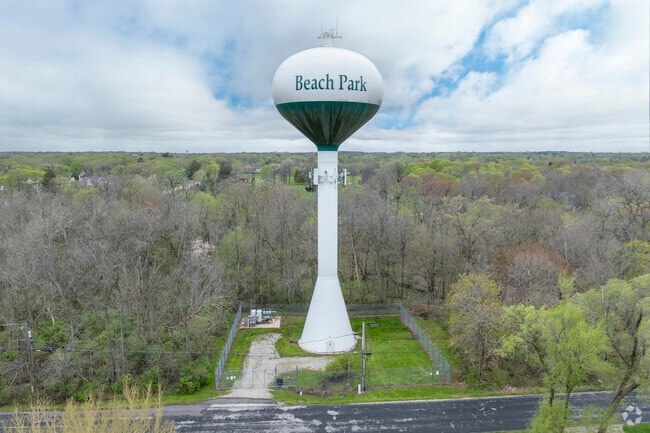 The Beach Park Watertower welcomes travelers and residents to a relaxed lifestyle.