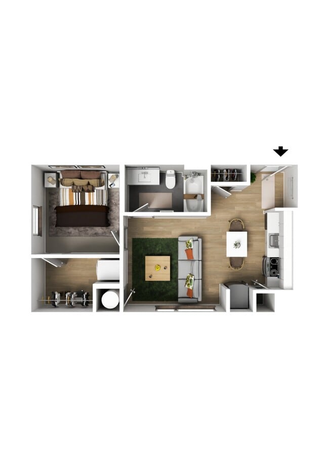 1 BR Type H- 3DF - River House Apartments