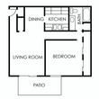 1 bed, 1 bath 750