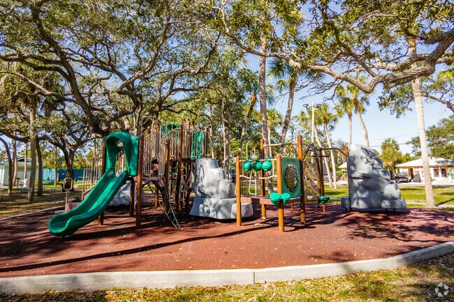 Kolb Park Playground in Indian Rocks Beach includes swings, slides and shaded seating areas.