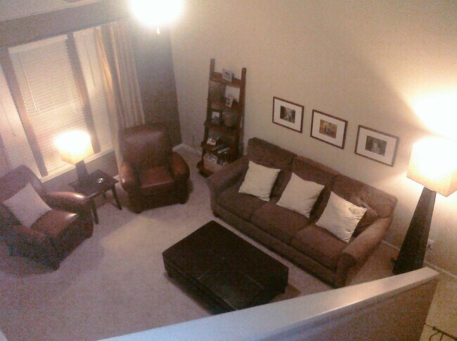 Living room from stairs. Very high ceilings! - 1405 Legends Court