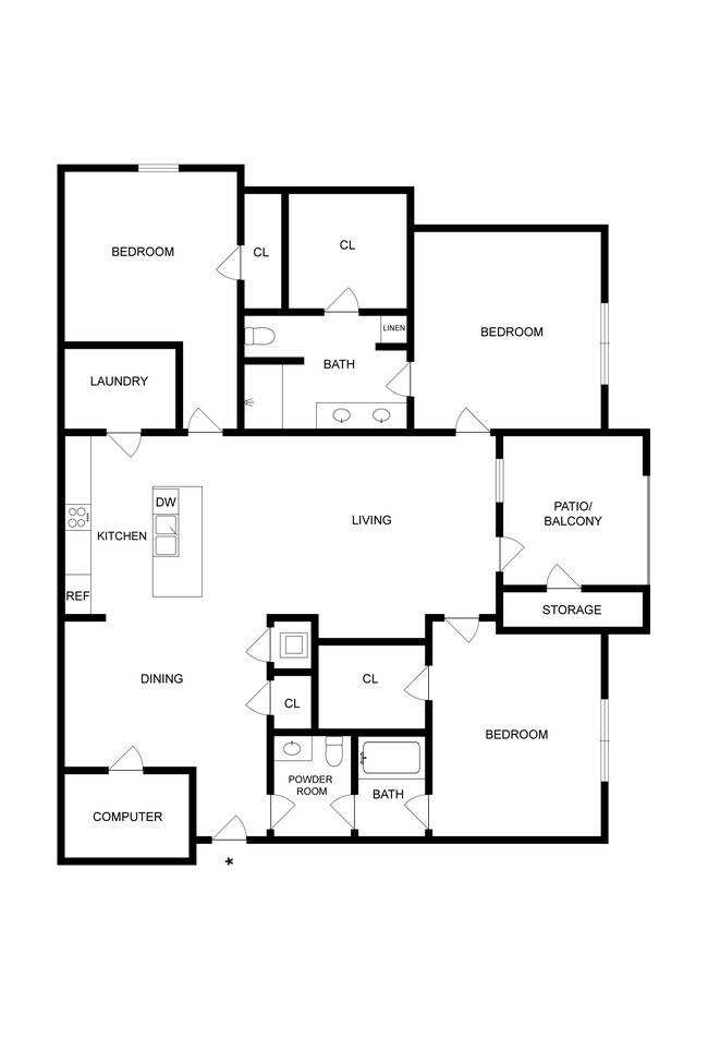 Plano de planta de tres habitaciones 1,817 pies cuadrados. Pie. - The Retreat at Stuart Crossing